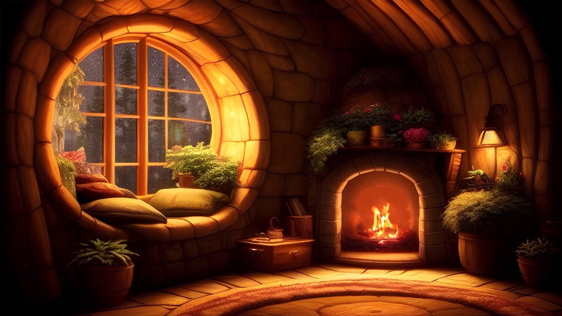 1920x1080 Cozy Cottage Rain