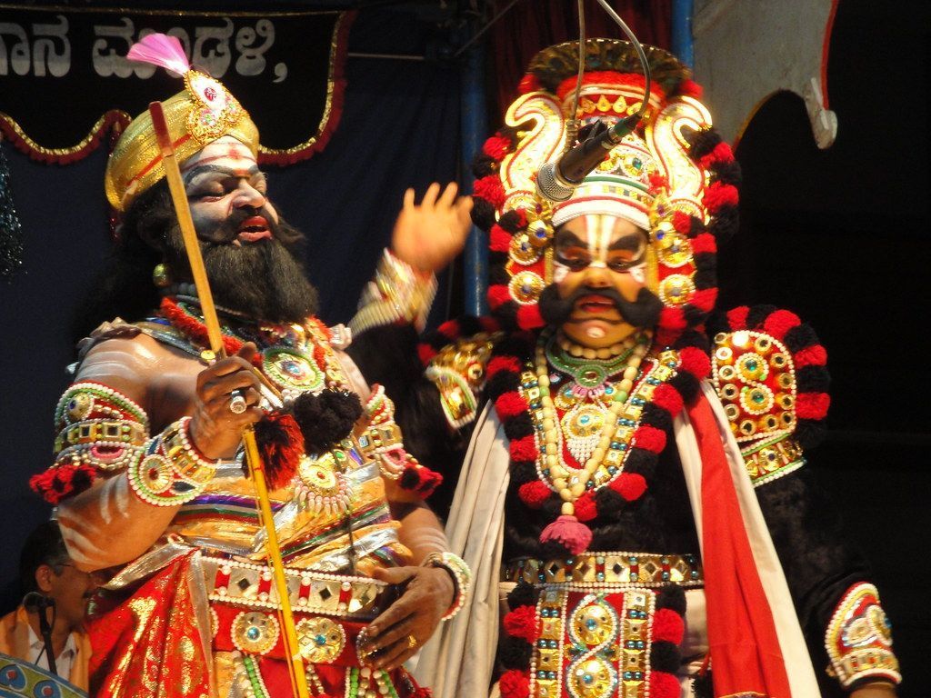 1024x768 Guru Dronacharya & Duryodhana. A Yakshagana performance usu