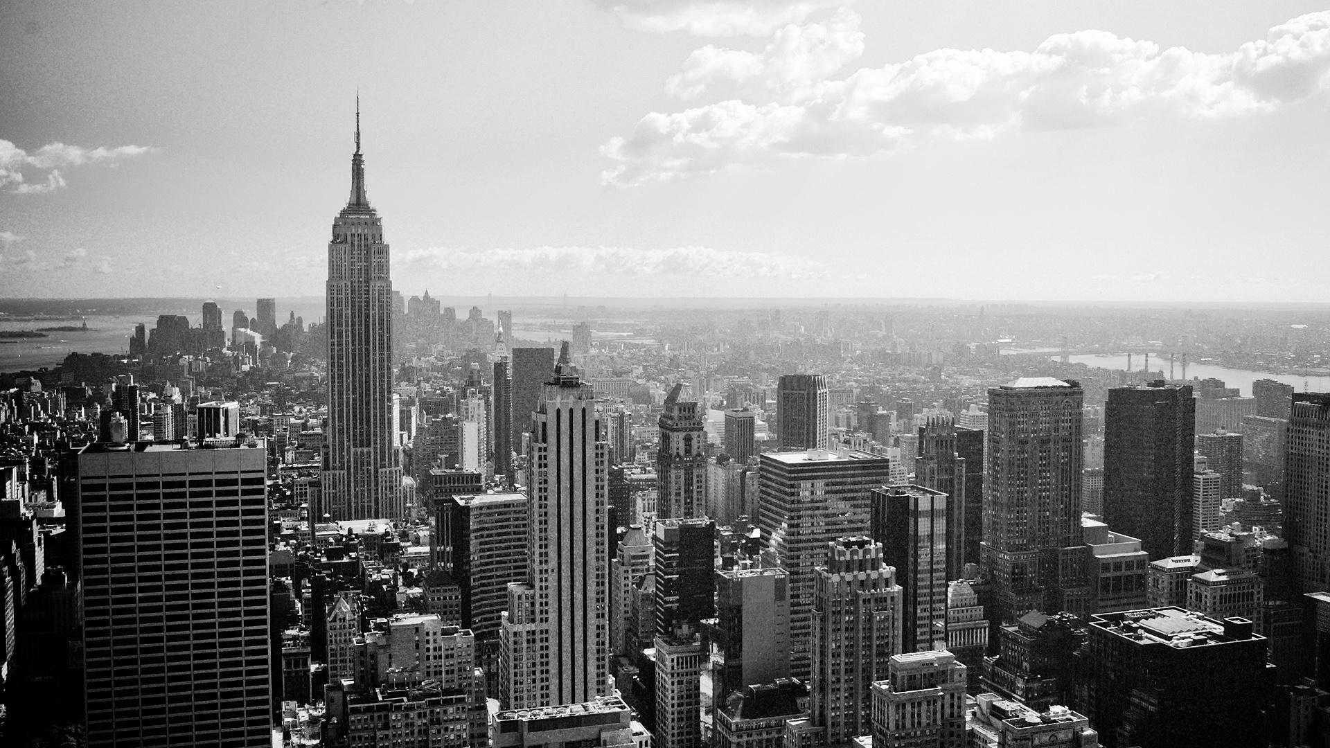 1920x1080 Black and White City Wallpaper background picture