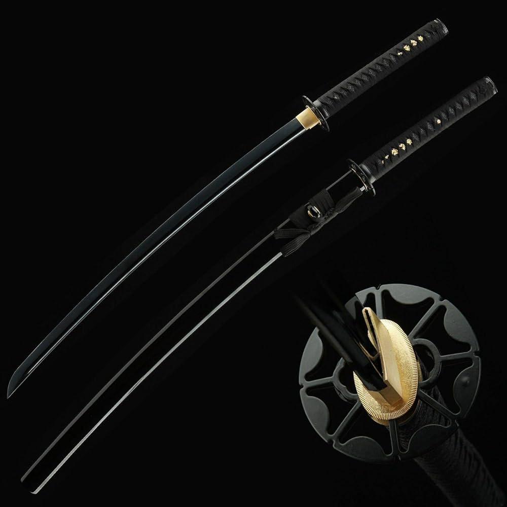 1000x1000 Amazon.com : GLW Sword Black Katana High Performance Black Printed Blade Japanese Samurai Swords Katana Carbon Steel Sharp Blade : Sports & Outdoors
