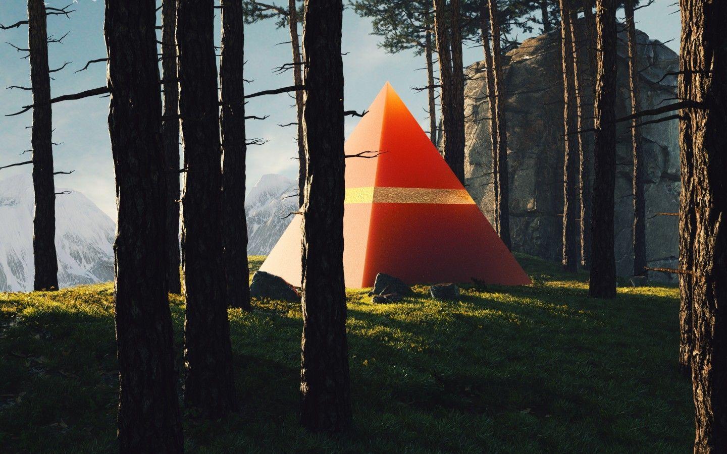 1440x900 Wallpaper Pyramid, 3D, Forest, Landscape, HD, Creative