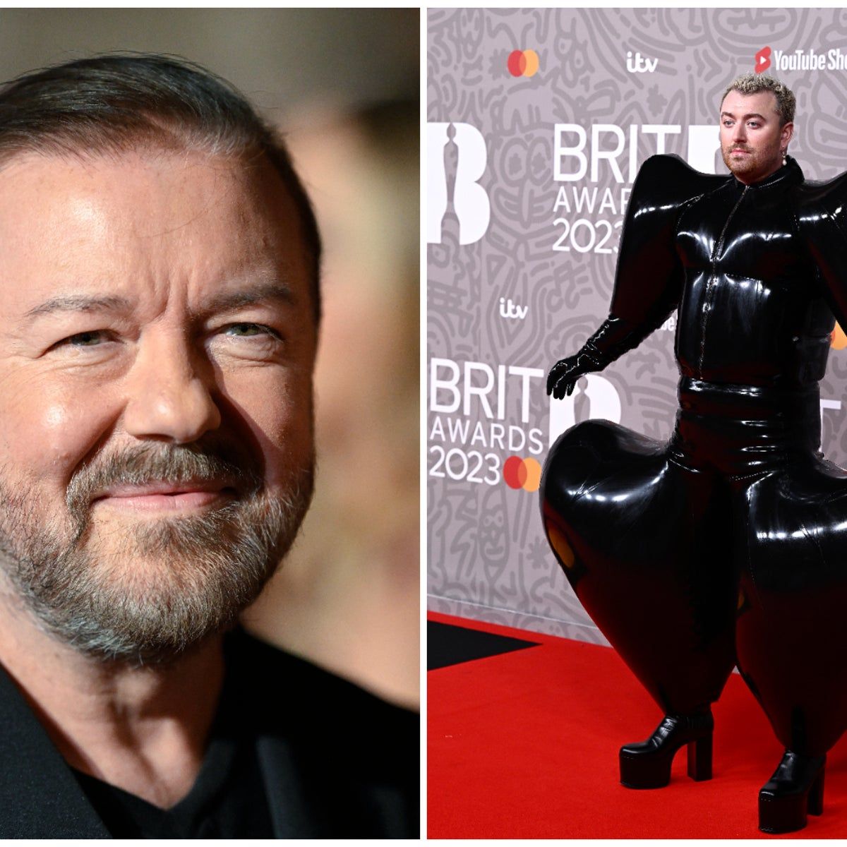 1200x1200 Ricky Gervais divides opinion after taking a pop at Sam Smith's BRIT Awards outfit