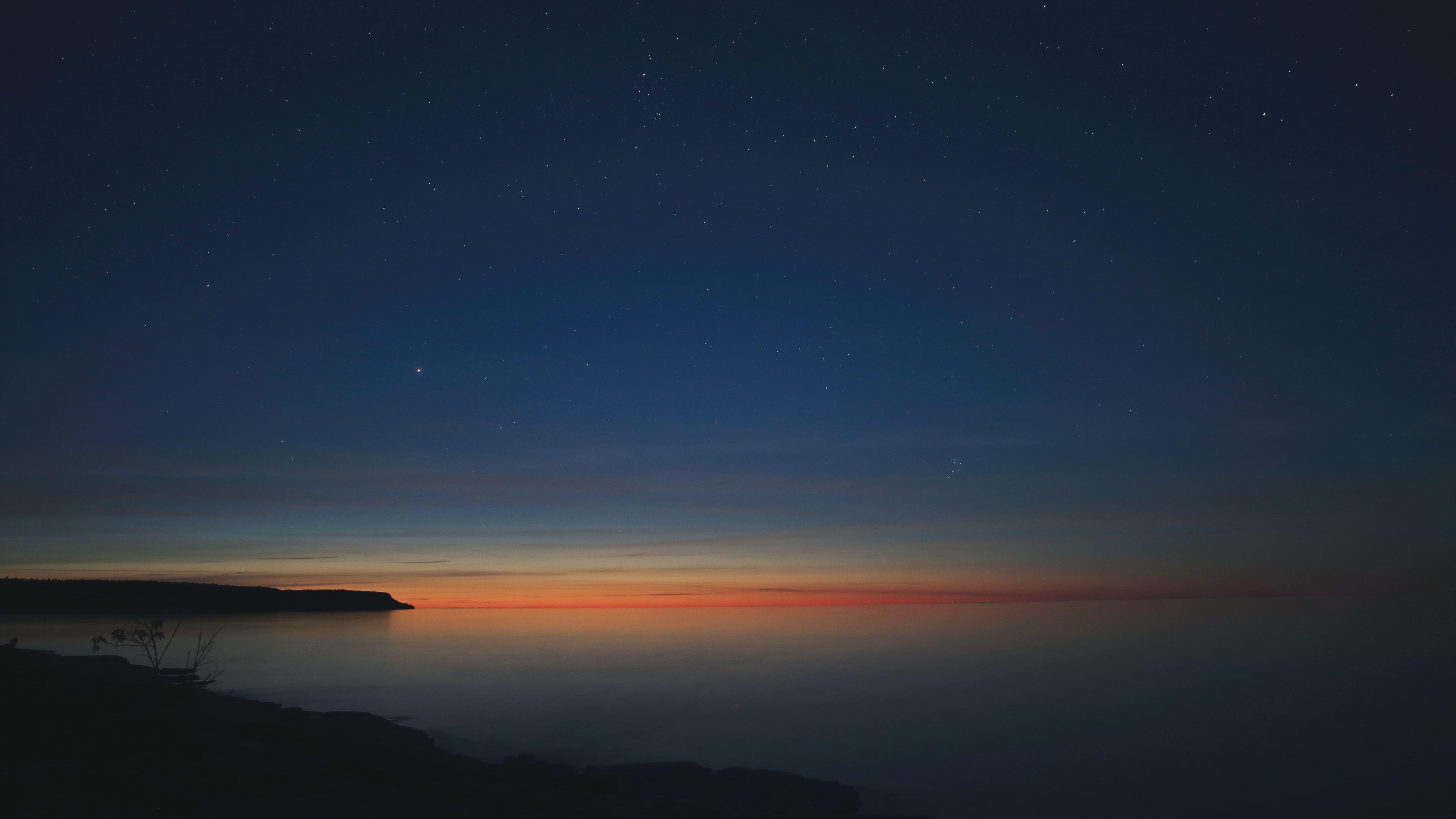 3840x2160 Hình nền 4k Starry Night Calm Sunset 4k Hình nền 4k, 5k