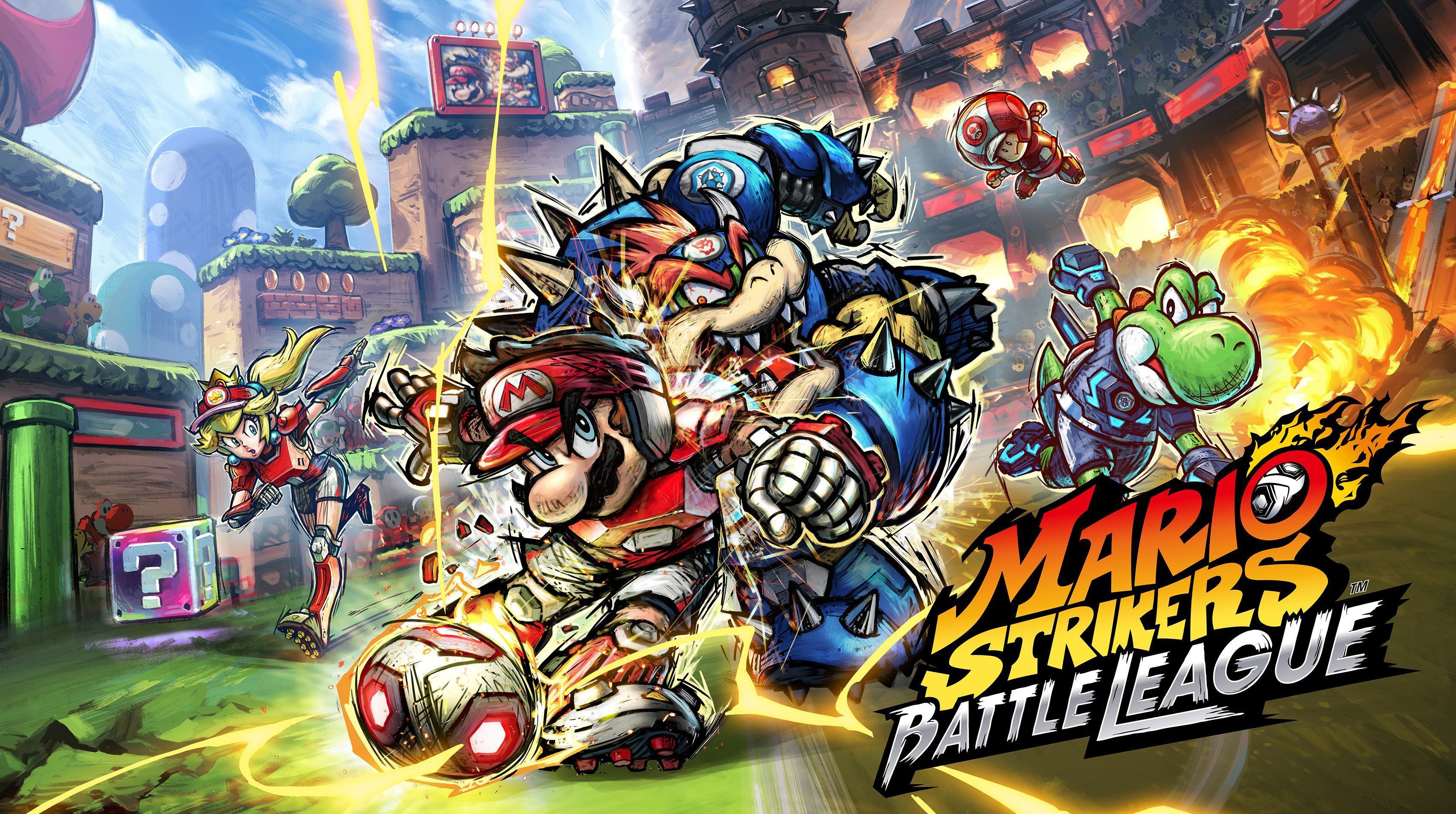 3413x1908 Video Game Mario Strikers: Battle League HD Wallpaper