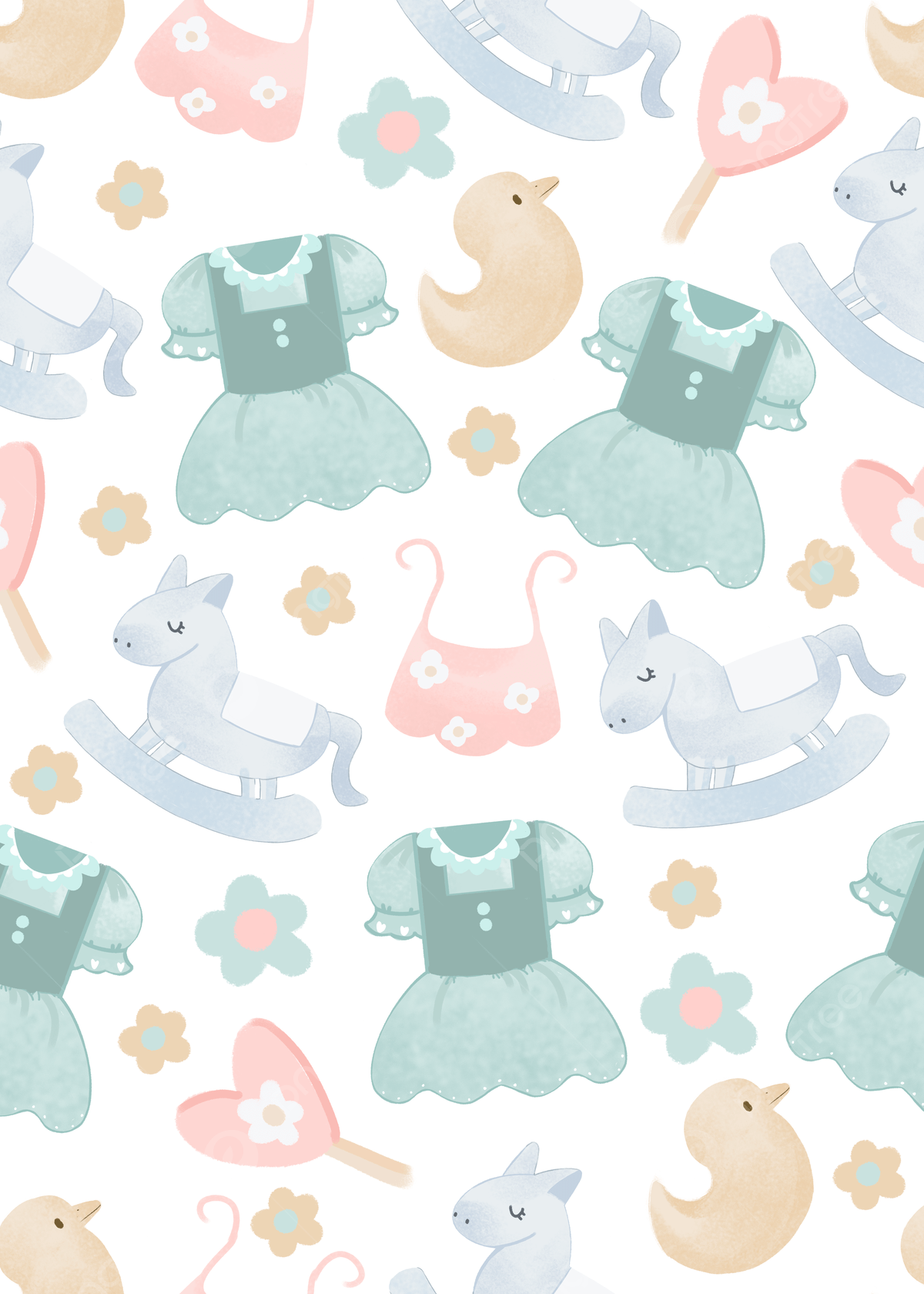 1200x1680 Cute Cartoon Baby Clothes Toy Tile Background Wallpaper Image For Free Download