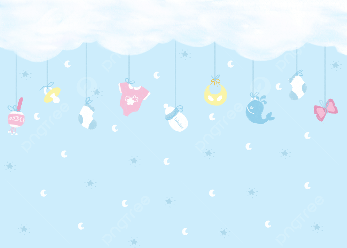 1200x857 Baby Cute Background Blue Stars And Moon Background Clouds Hanging Clothes Socks Baby Bottle Toys, Wallpaper, Baby, Cute Background Image And Wallpaper for Free Download