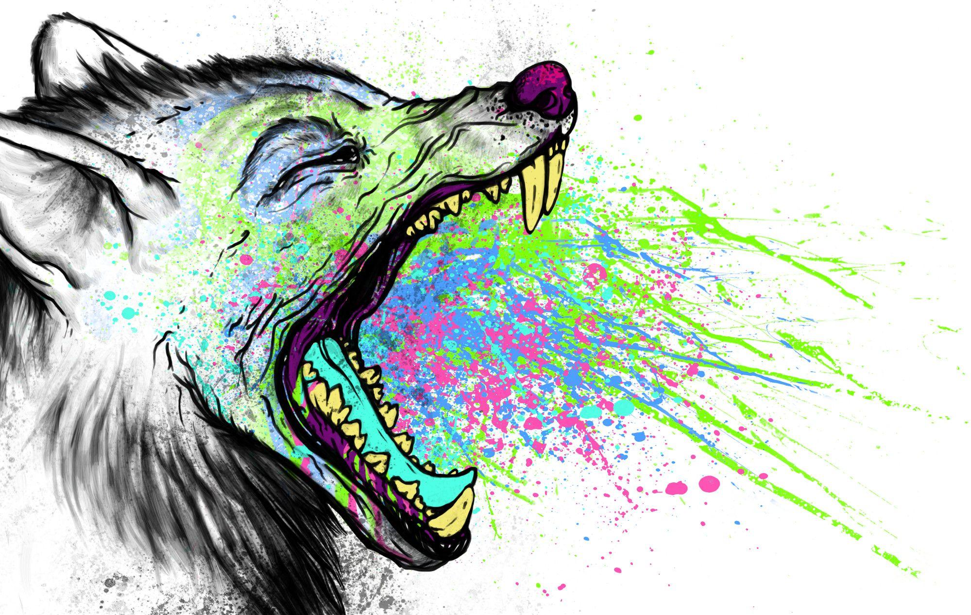 1999x1266 Trippy Wolf Wallpaper