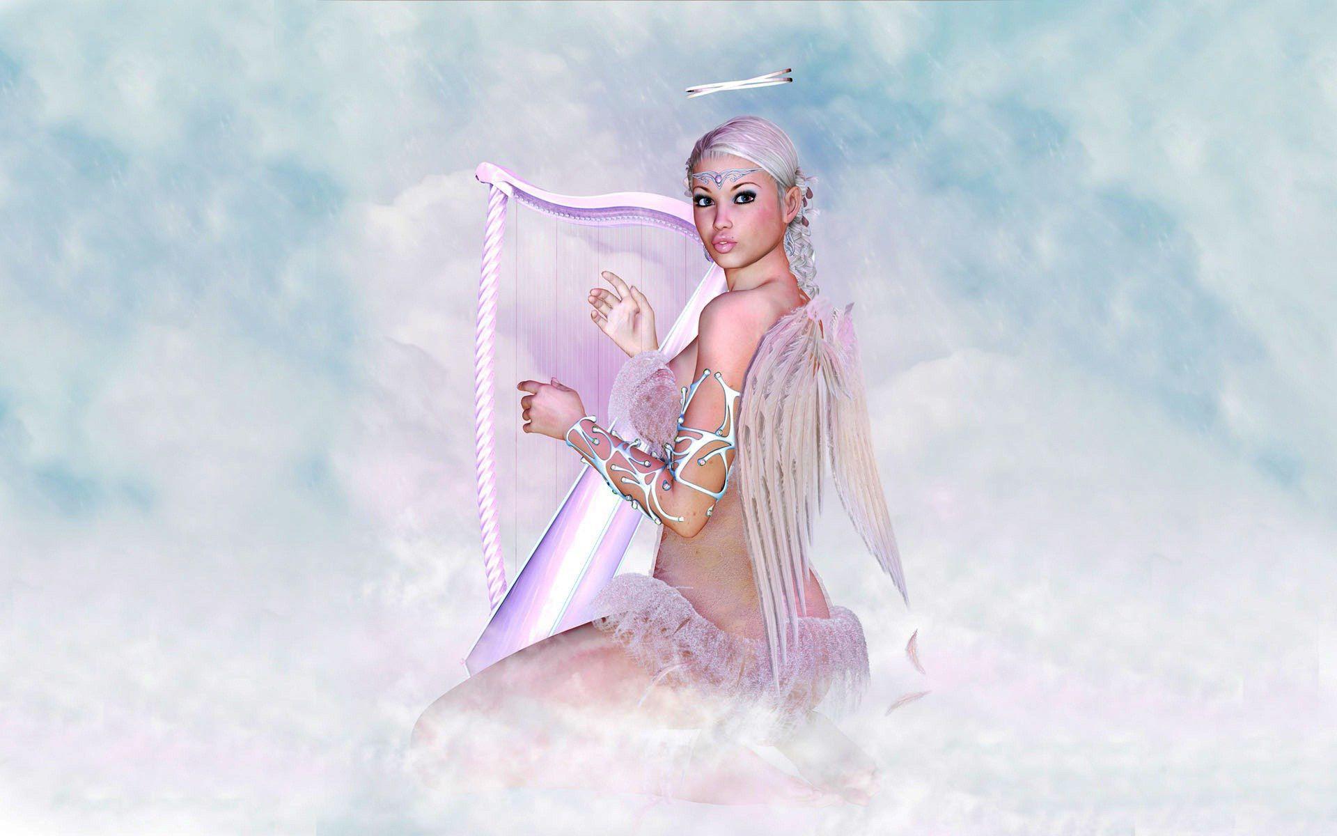 1920x1200 Pari Wallpaper Angel 1920x - Ангел Играет На Арфе