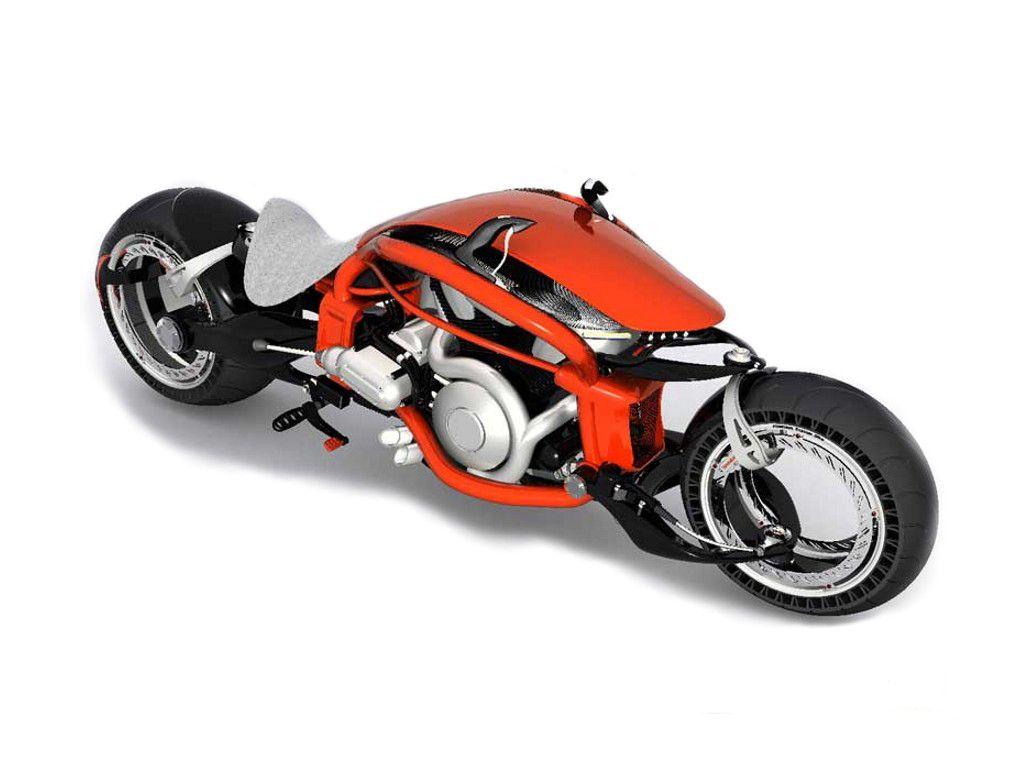 1024x768 Download desktop wallpaper Futuristic red motorcycle buduyuschego