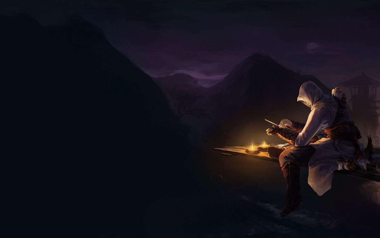 1440x900 Download Wallpaper Mountains, Night, Assassin, Assassin's Creed, Fan Art, Altair Ibn La Ahad, The Hidden Blade, Section Games In Resolution 1440x900