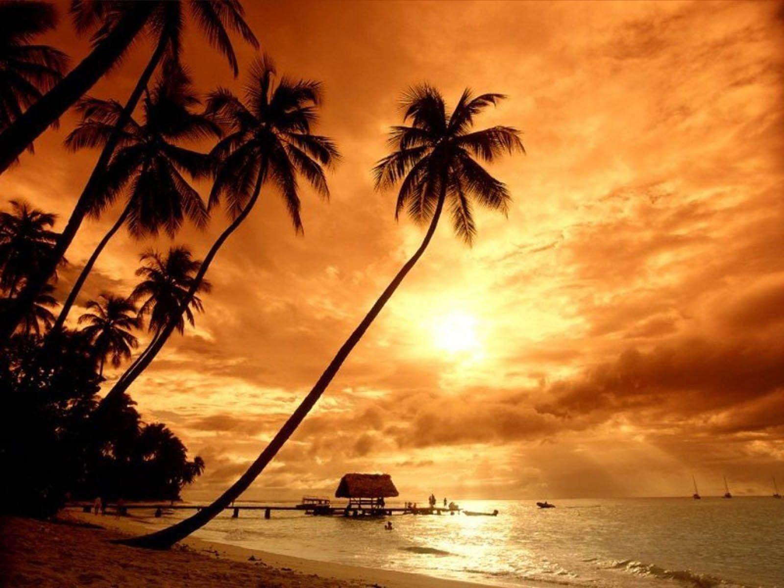 1600x1200 Island Sunset Wallpaper