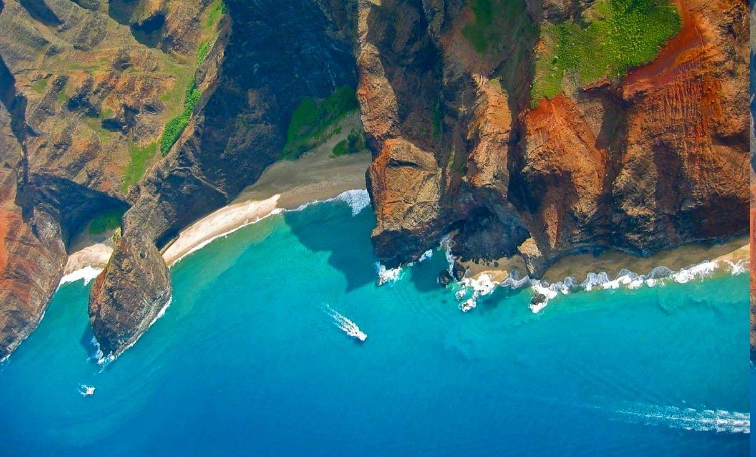1500x907 kauai hawaii island mountain beach sea sand cliff