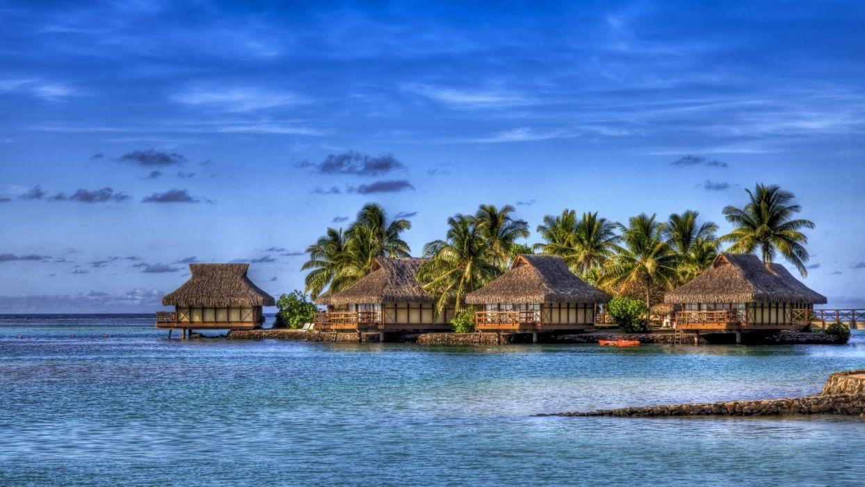 1244x700 Blue ocean Hawaii shore tropical islands skyscapes wallpaper