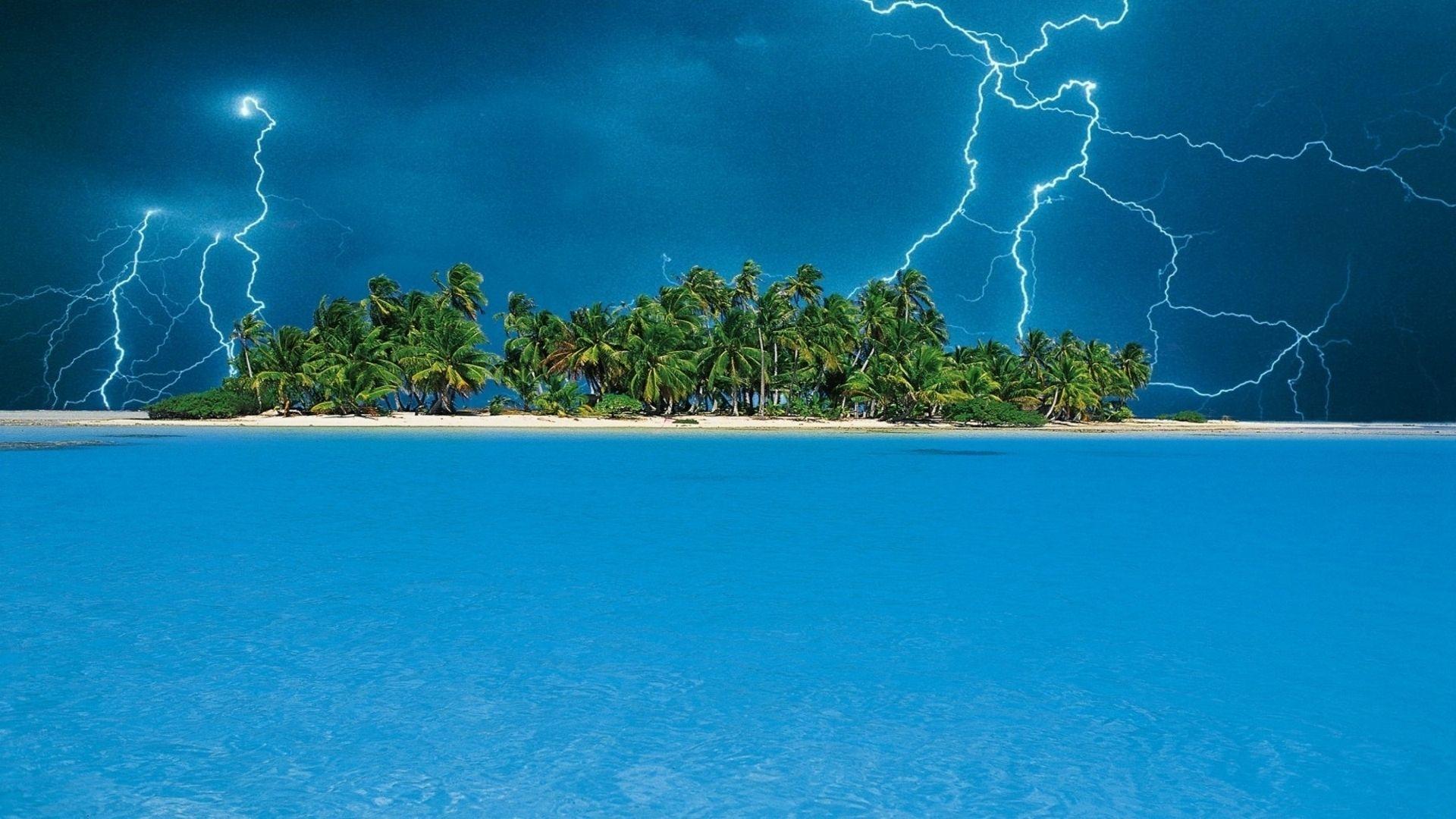 1920x1080 Lightning Tropical Island HD Wallpaperx1080
