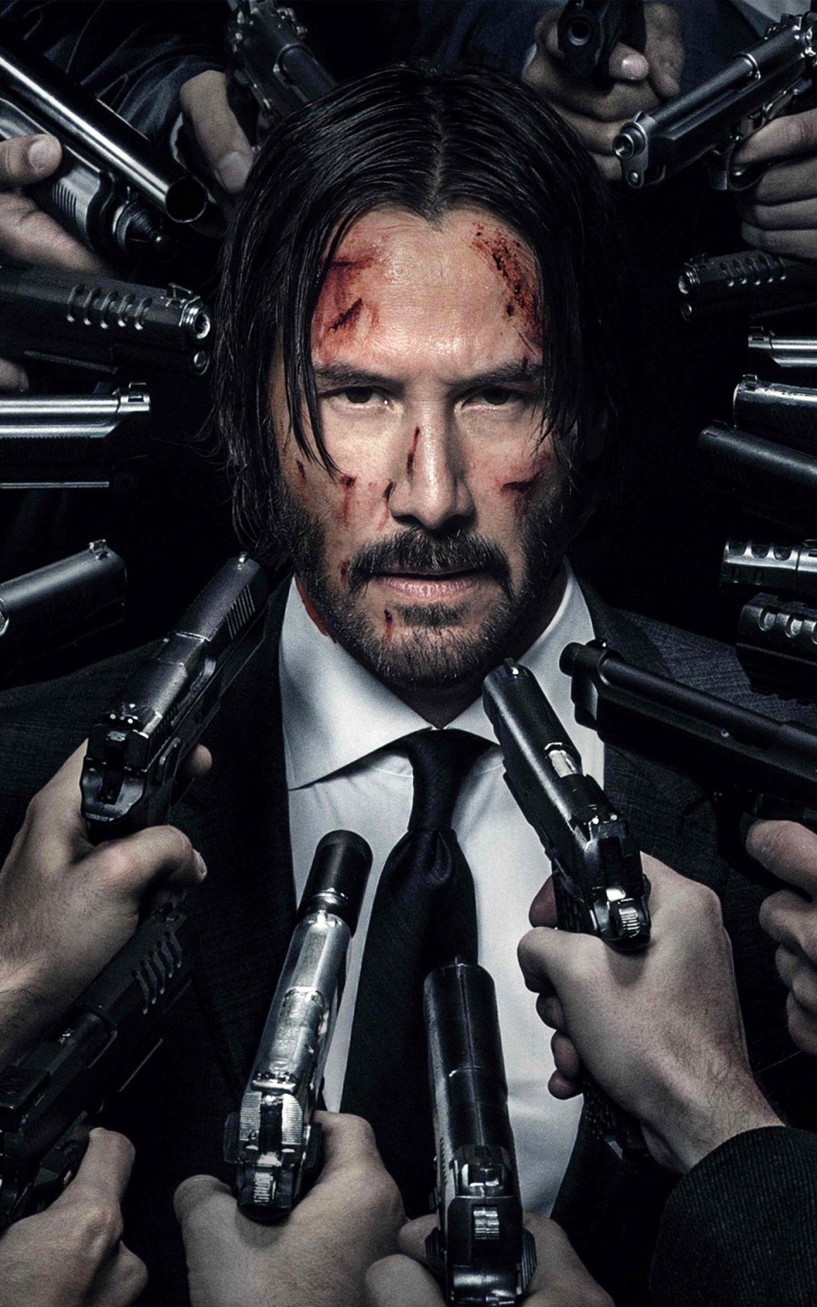 1600x2560 Download 1600x2560 John Wick Keanu Reeves, Guns, Scars