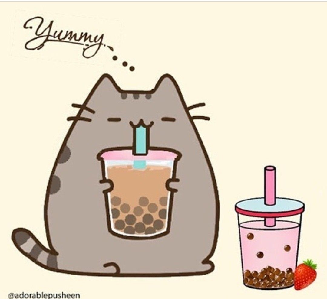 1080x989 Cats Drinking Boba Wallpaper
