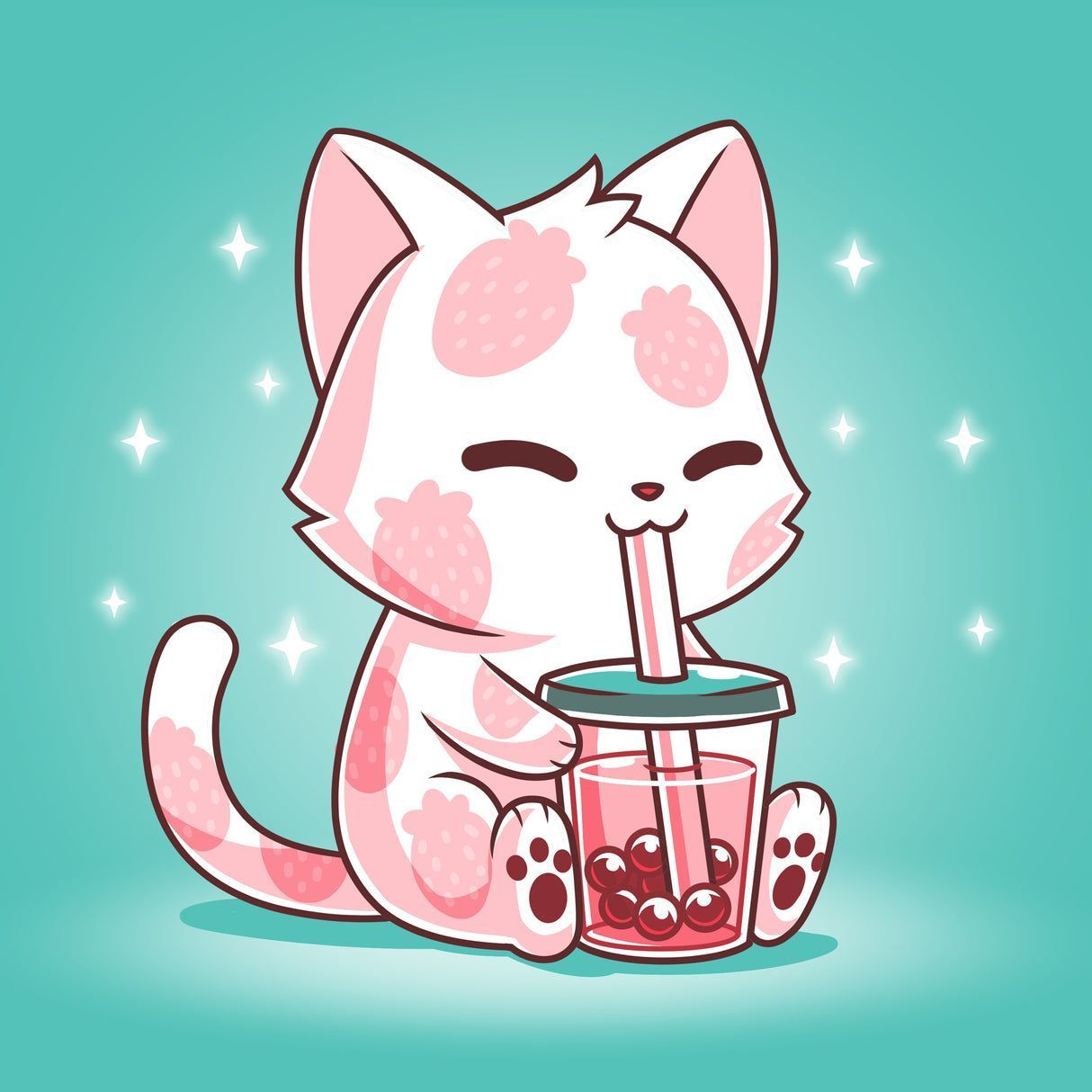 1214x1214 Strawberry Boba Cat. Funny, Cute & Nerdy T Shirts