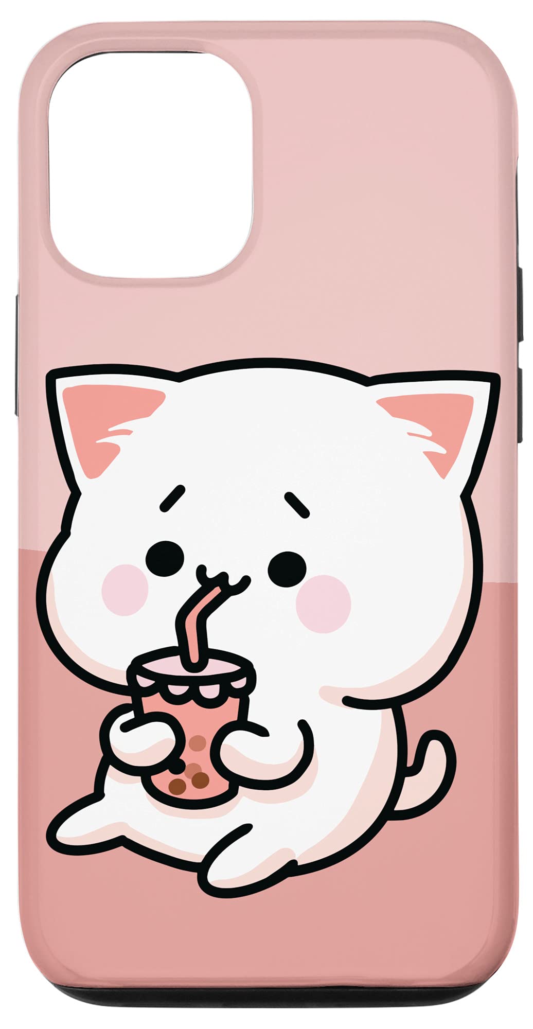 1036x2000 IPhone 12 12 Pro Cat Boba Bubble Milk Tea Cute Kawaii Kitten Neko Anime Lover Case : Cell Phones & Accessories