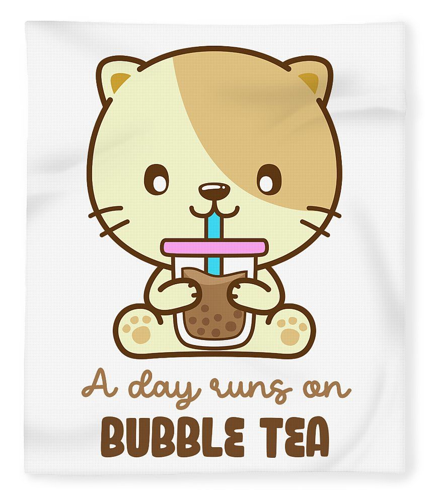860x1000 Cat Drink Bubble Tea, Boba Tea Clipart Fleece Blanket