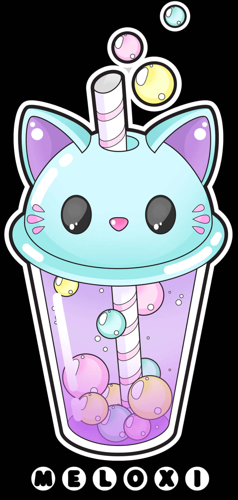 914x1920 Download Cat Cute Boba Tea Wallpaper