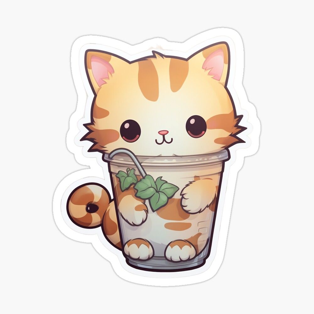 1000x1000 Boba Cat Sticker