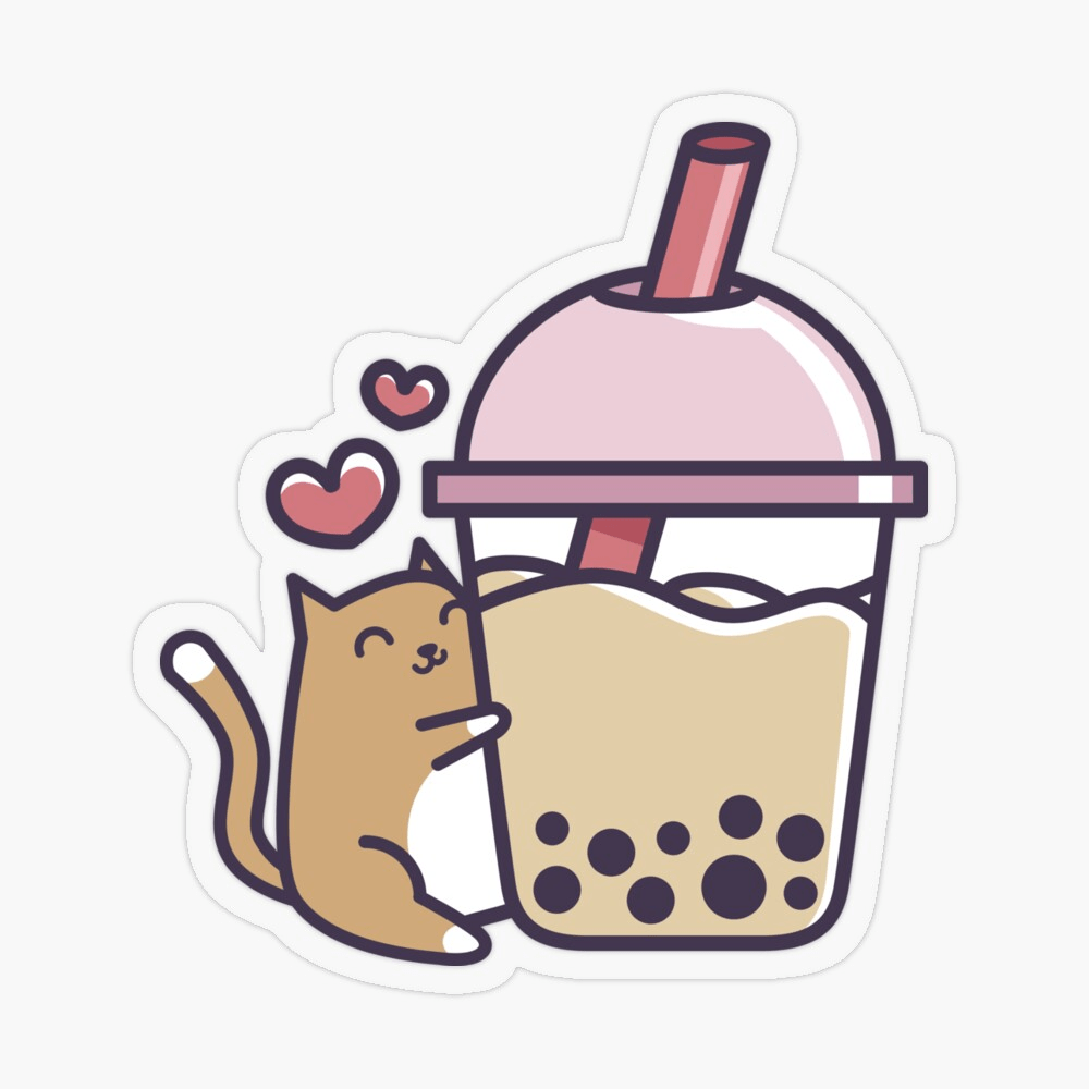 1000x1000 Bubble Tea Kawaii Cat Hugging Boba Drink by BobaTeaMe. Redbubble. Tea logo, Bubble tea, Cat hug