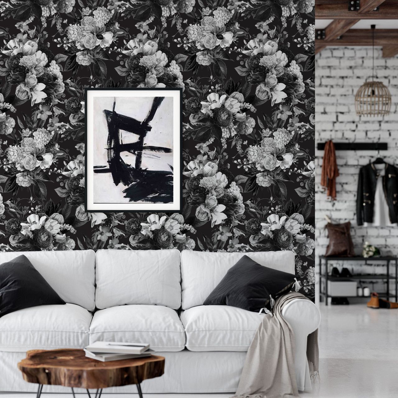1280x1280 Dark Vintage Floral Peel and Stick Wallpaper