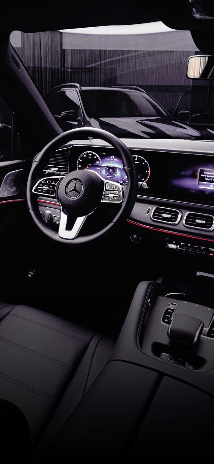 720x1560 Black And Dark Interior Of Mercedes 4K phone wallpaper [2610x5655] and [1080x2340]