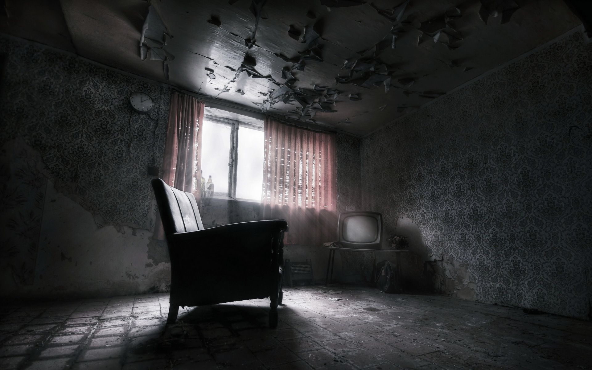 1920x1200 Room furniture interior dark ruins wallpaperx1200