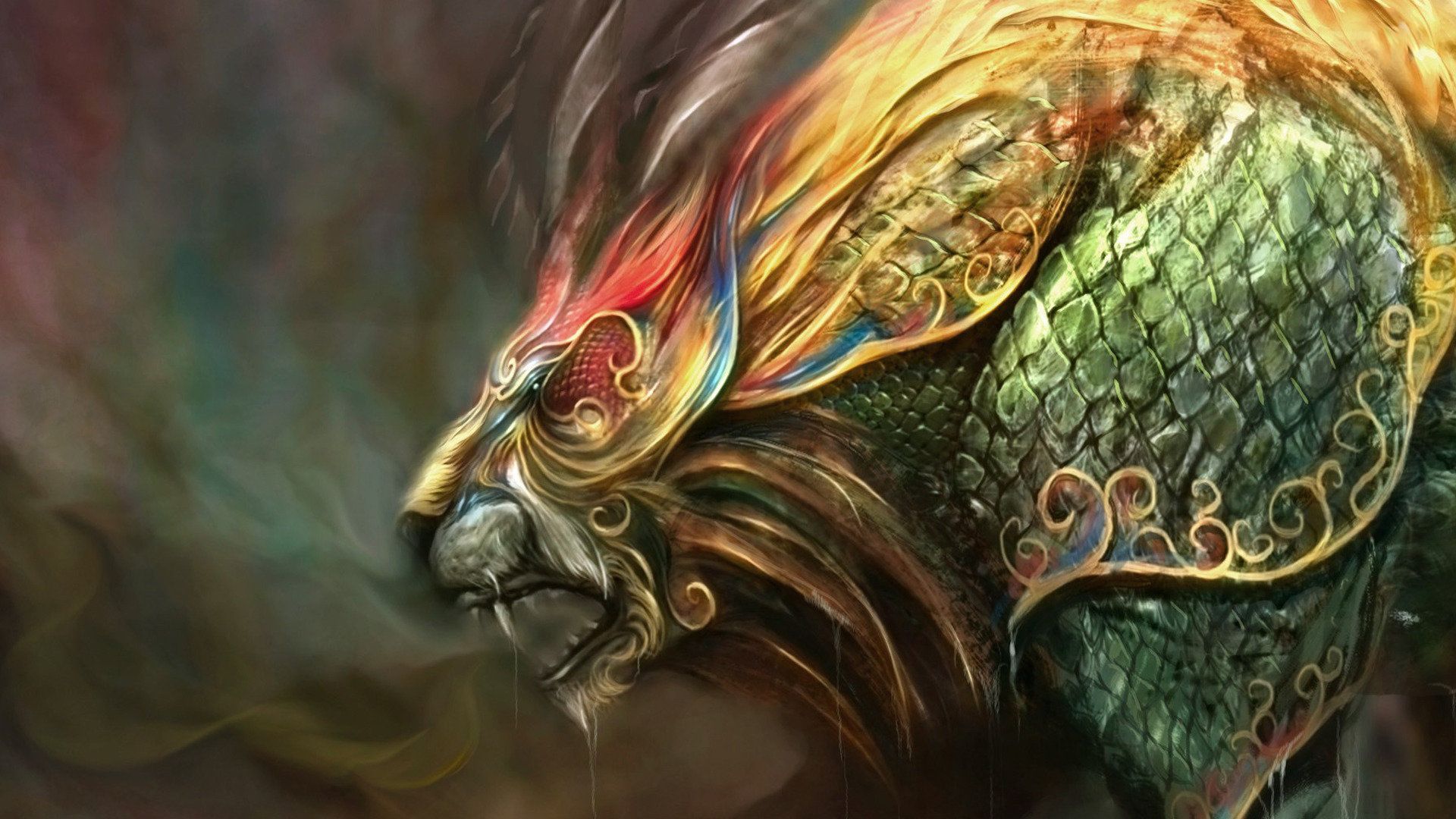 1920x1080 Fantasy Lion Cool Background Wallpaper 111579
