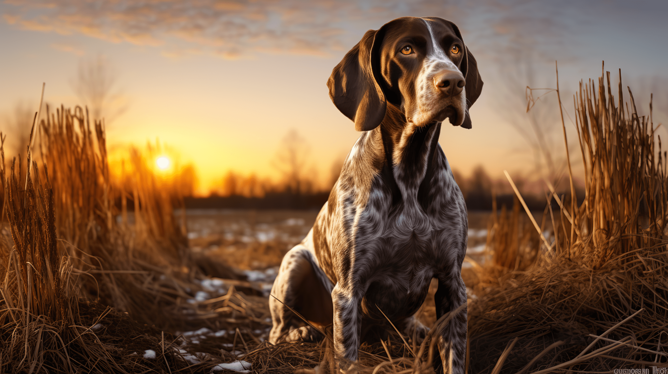 2563x1436 German Shorthaired Pointer Dog Sunset