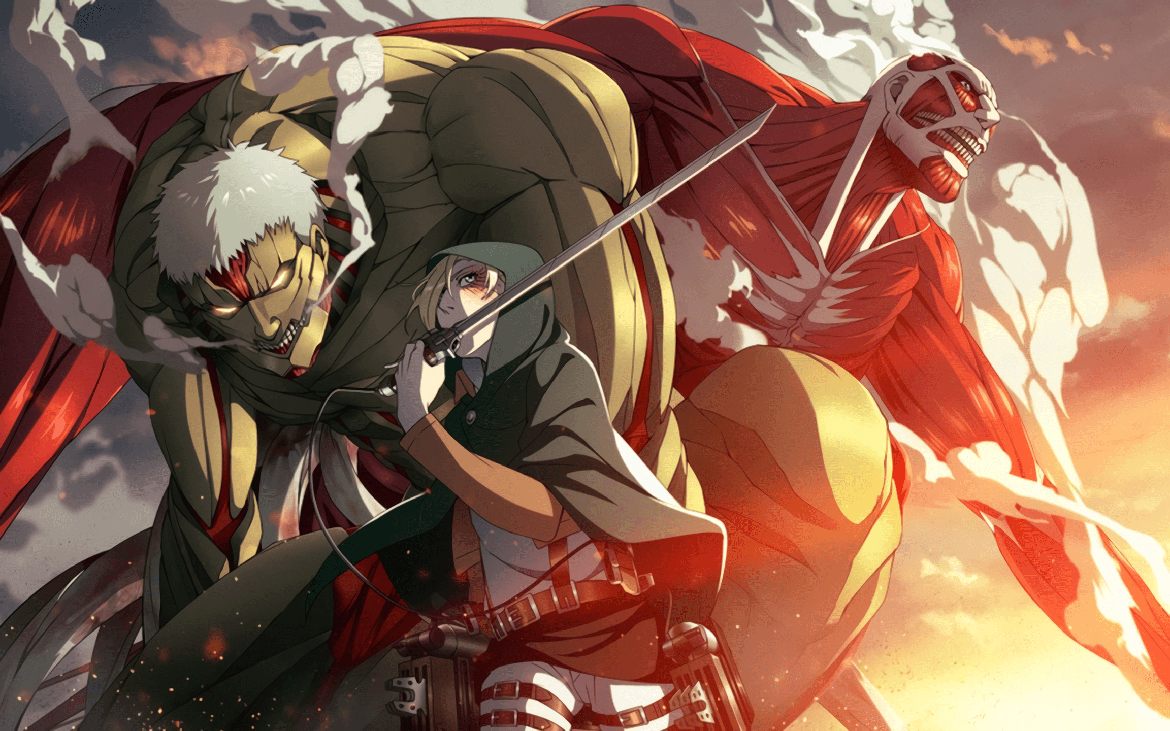 2304x1440 armored titan and Annie Leonhart