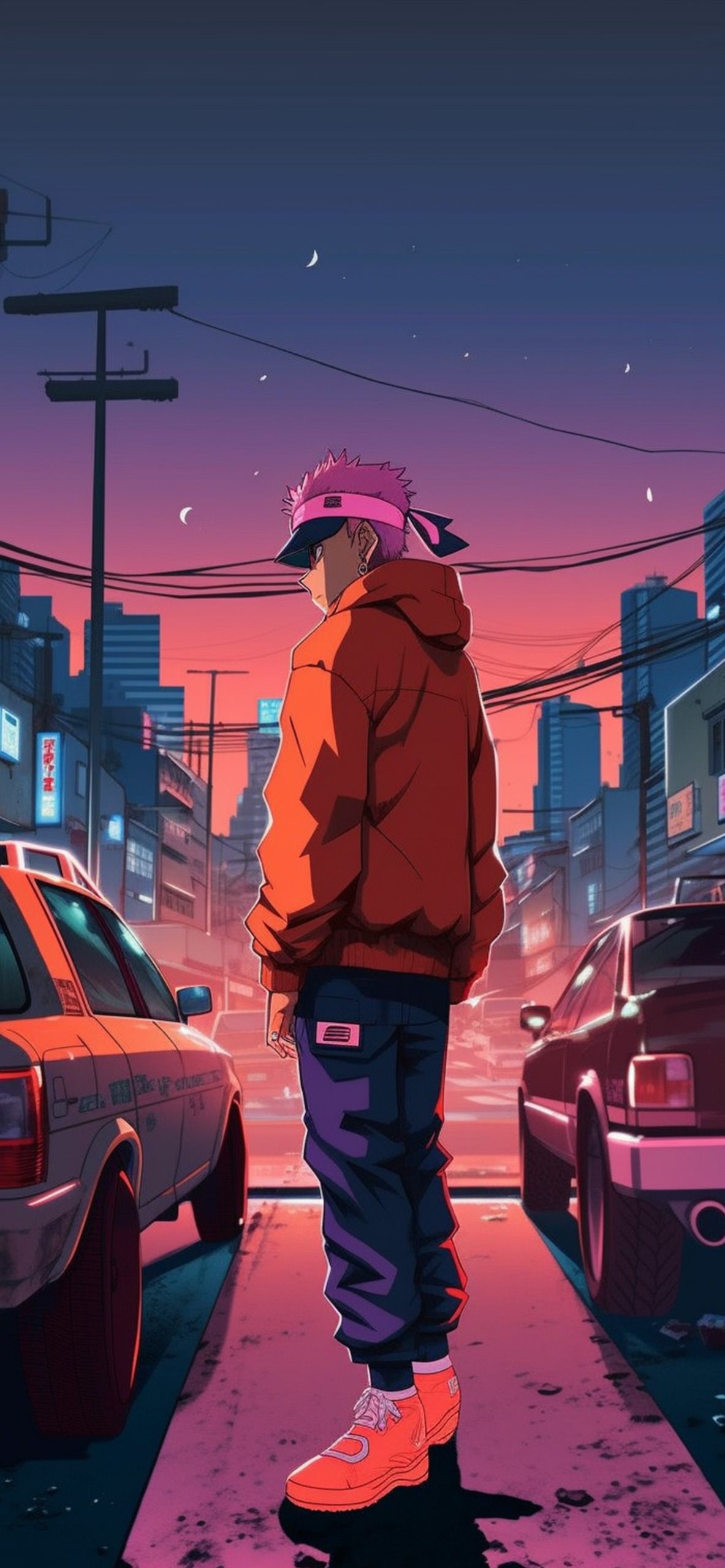1183x2560 Naruto in the City Wallpaper