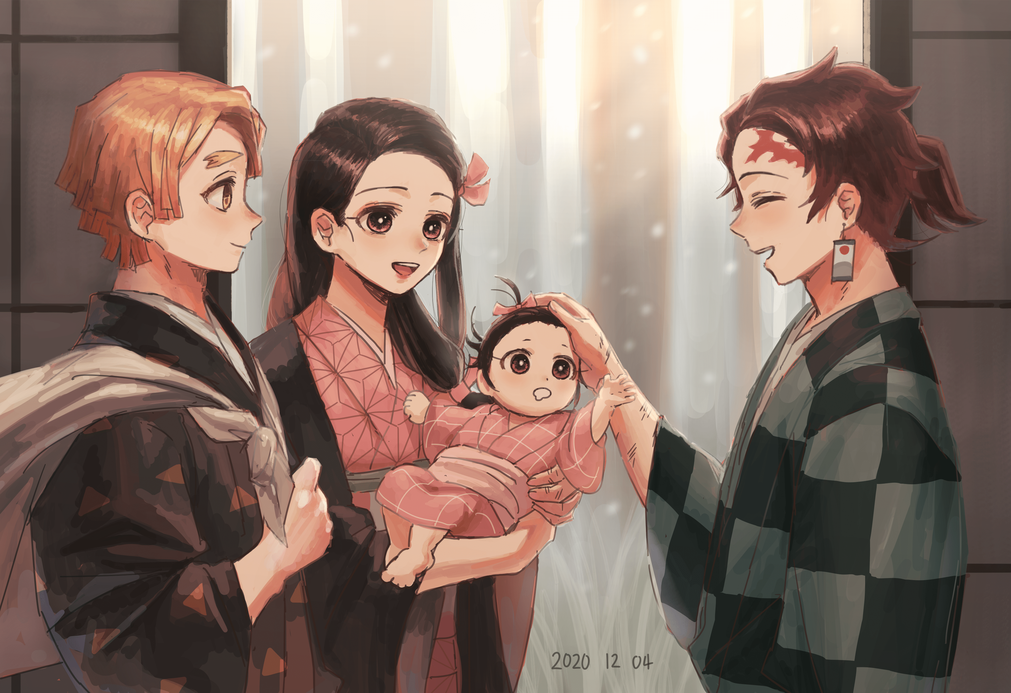 3500x2400 Wallpaper of Nezuko and Zenitsu's baby