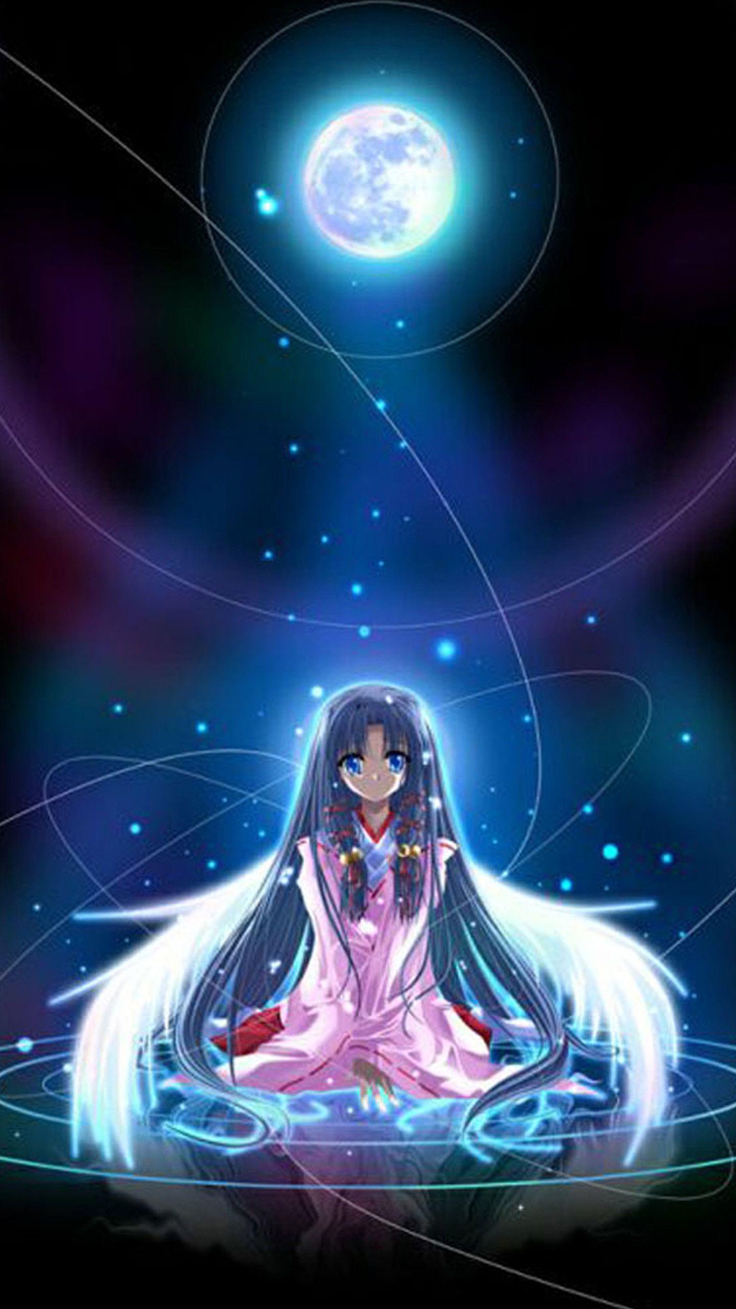 Hình nền thiên hà đẹp 1440x2560 - Anime Moon Angel - HD