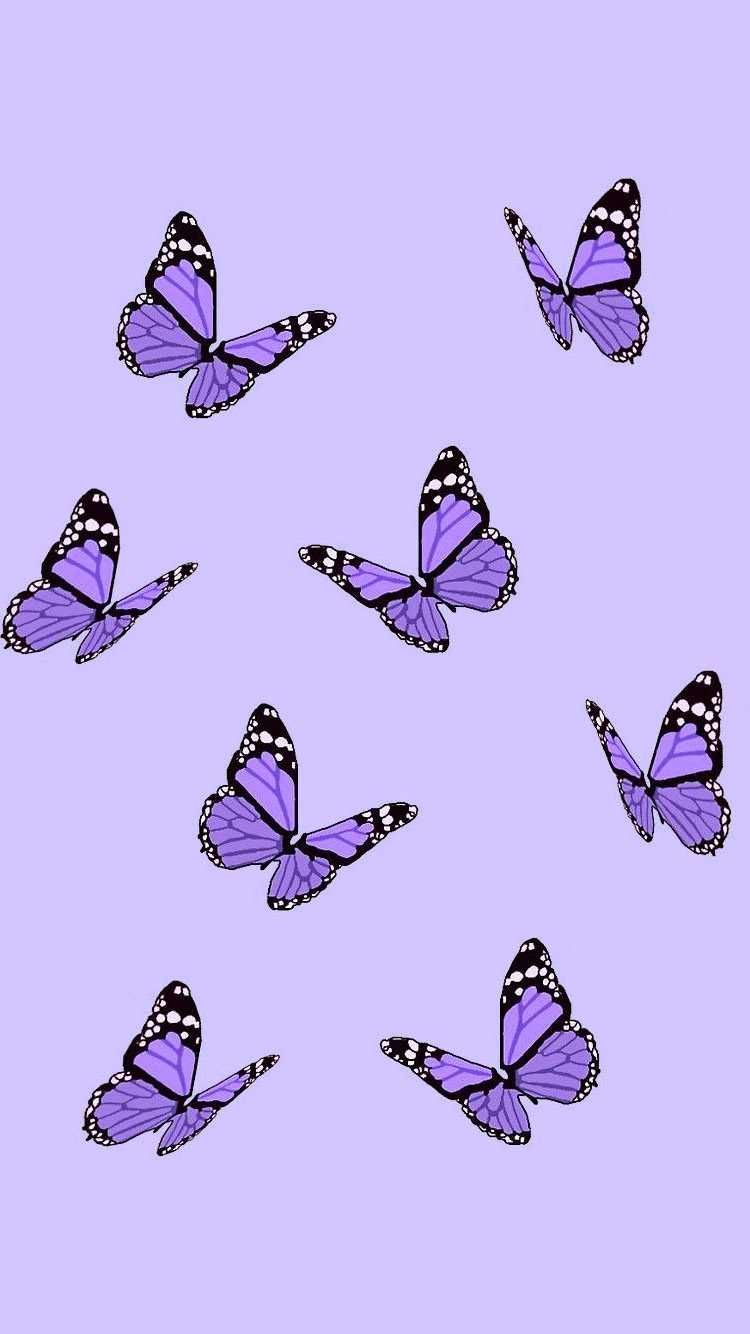 750x1334 Purple Butterfly Wallpaper