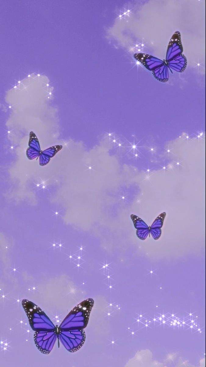 676x1200 Purple Aesthetic Butterfly Wallpaper
