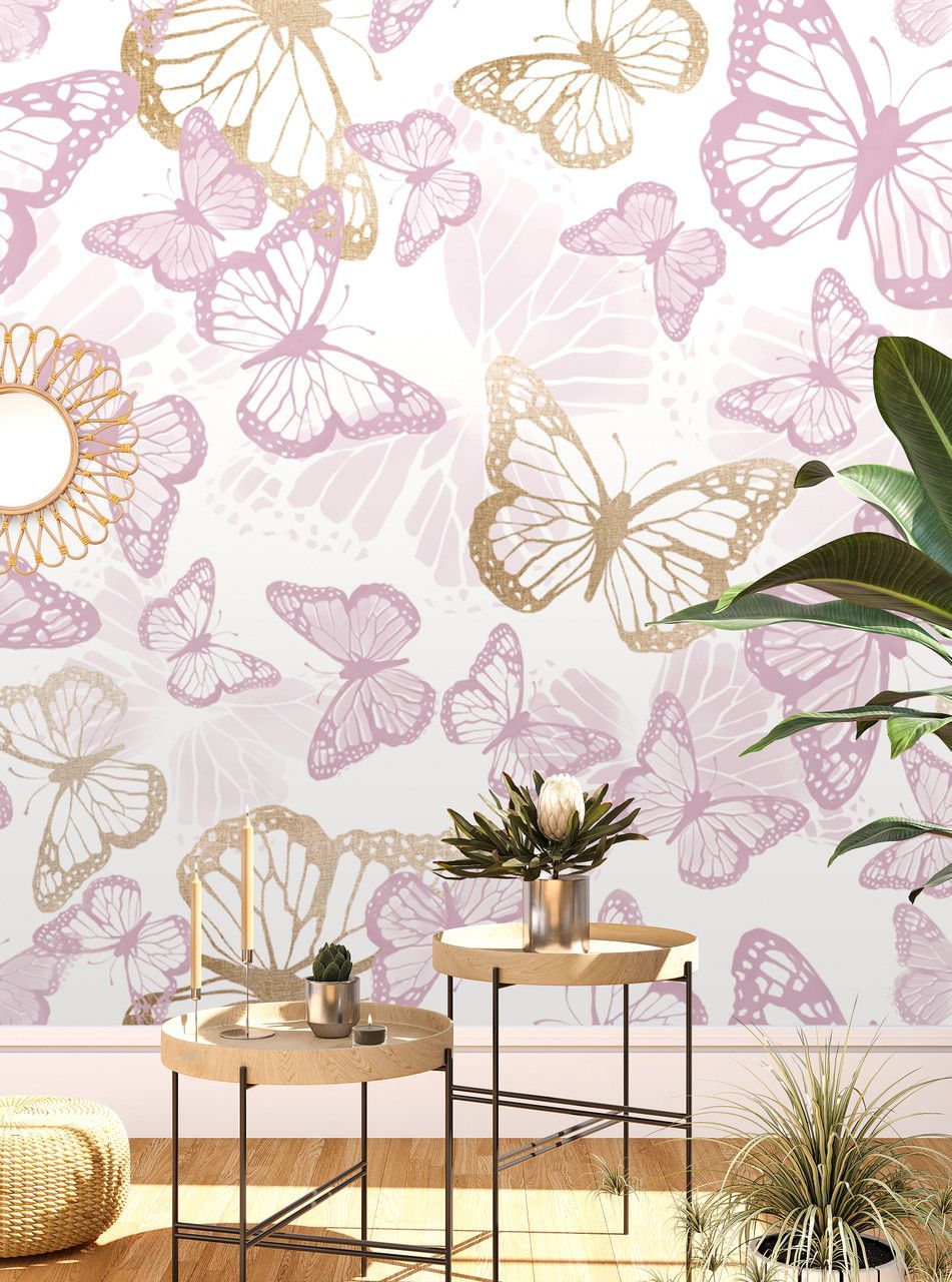 951x1280 Golden Butterflies Wallpaper Mural
