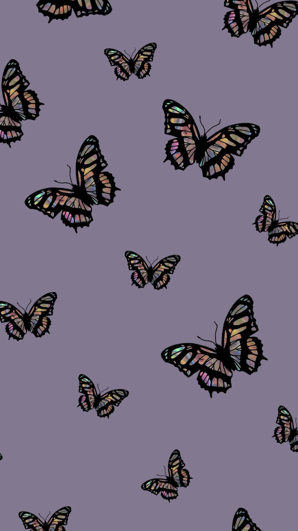 998x1775 Aesthetic Sparkles Purple Butterflies
