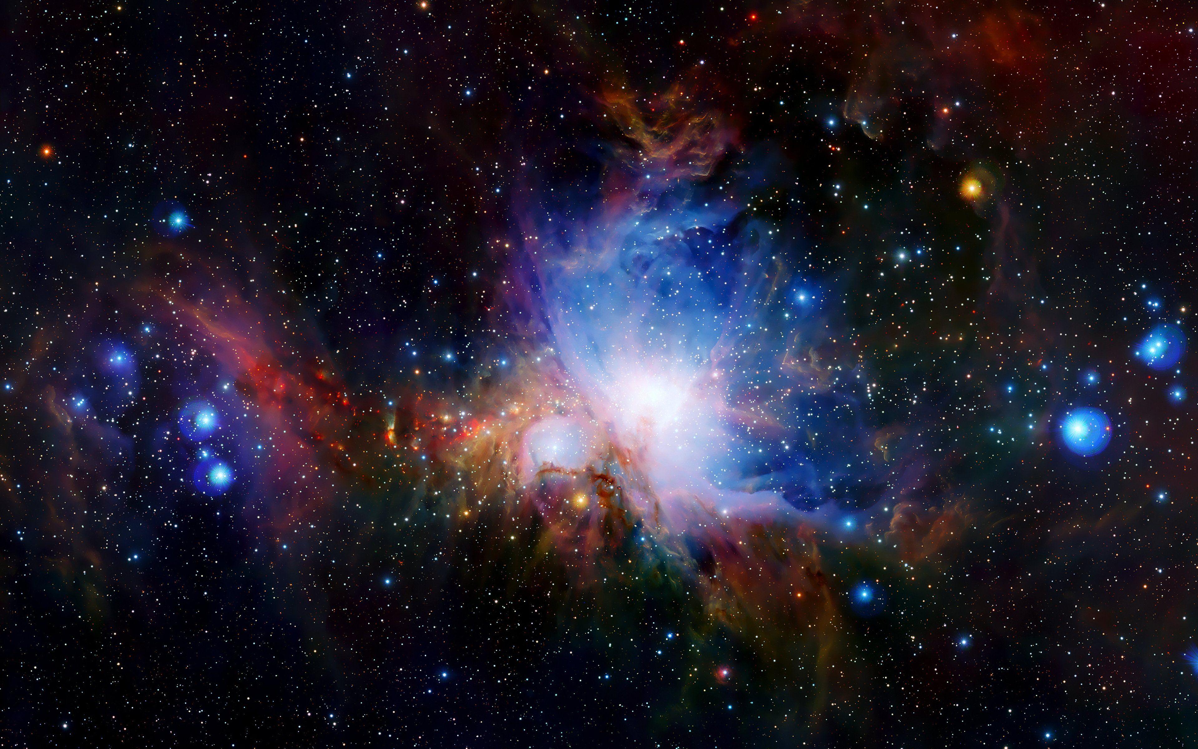 3839x2399 Colors galaxy Glow nebula Pink planets sky space stars ufo