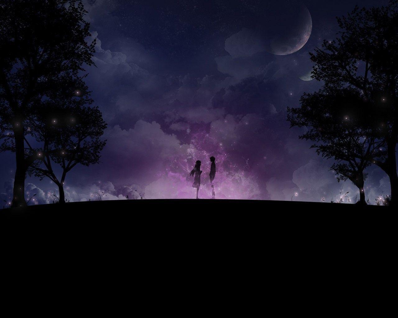 1280x1024 Purple Moon and Stars Wallpaper