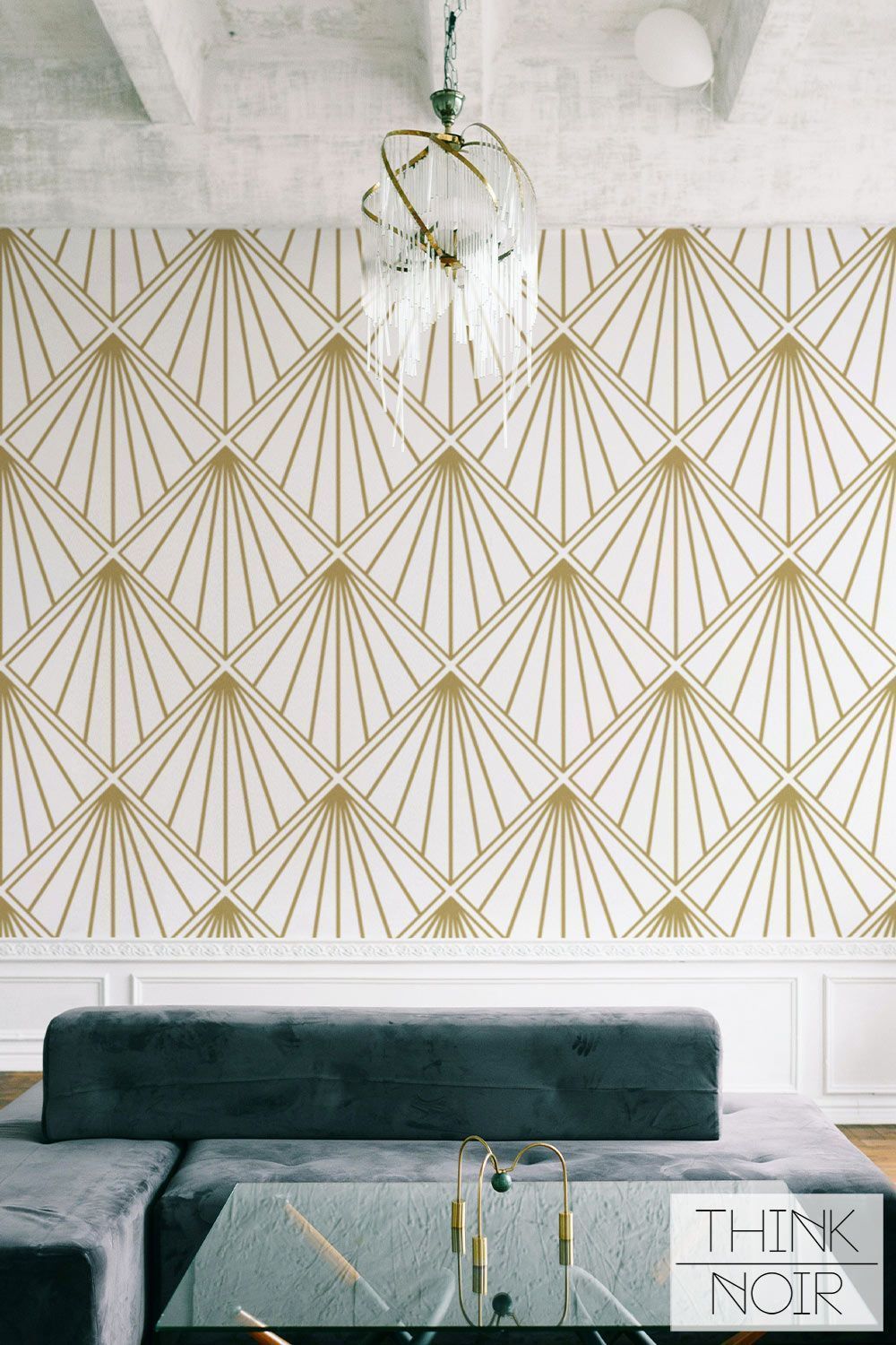 1000x1500 Gold Art Deco Wallpaper for walls