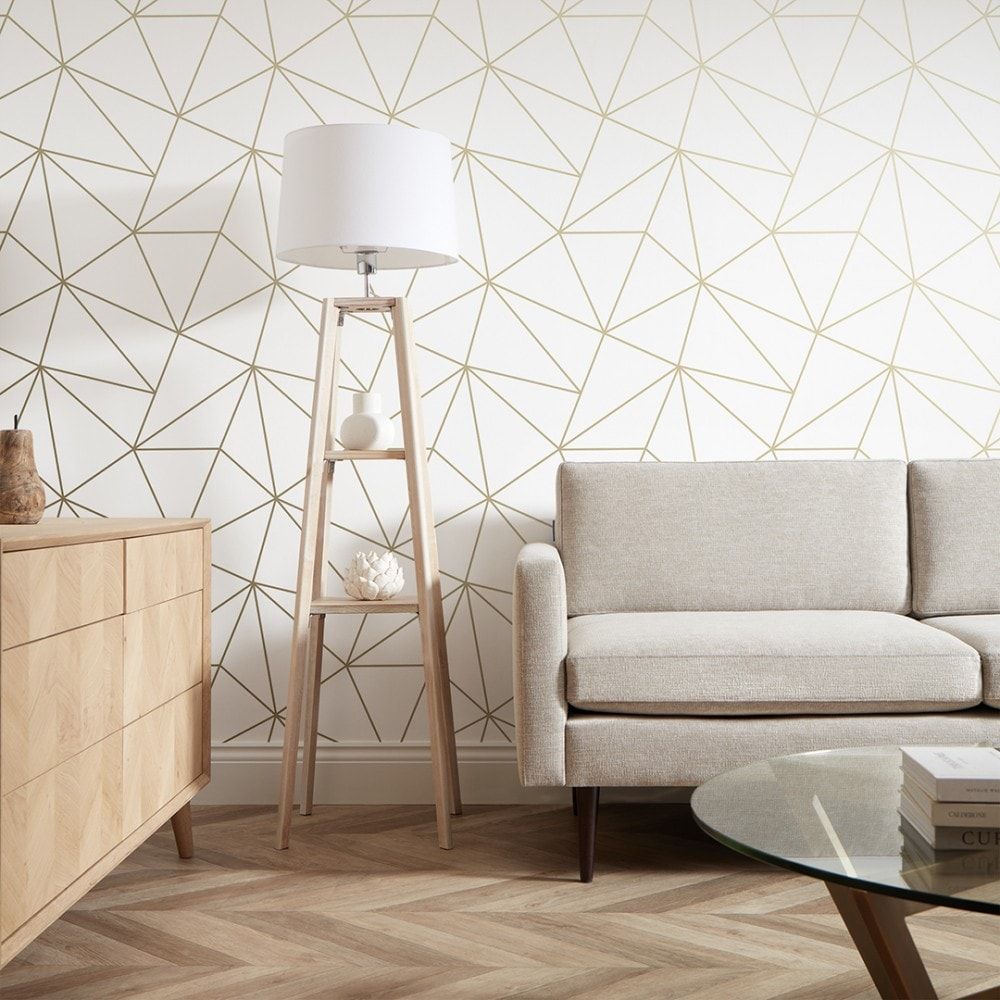1000x1000 Zara Shimmer Metallic Wallpaper in White and Gold