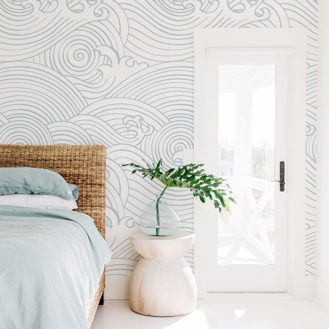 1100x1100 Light Blue Waves Wall Mural