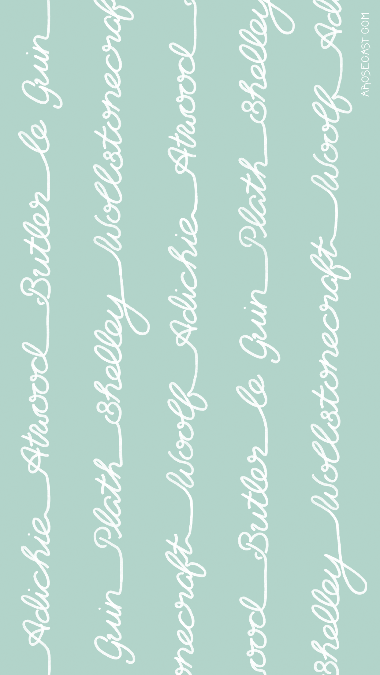 1242x2208 Feminist Authors Illustrated Calligraphy Wallpaper