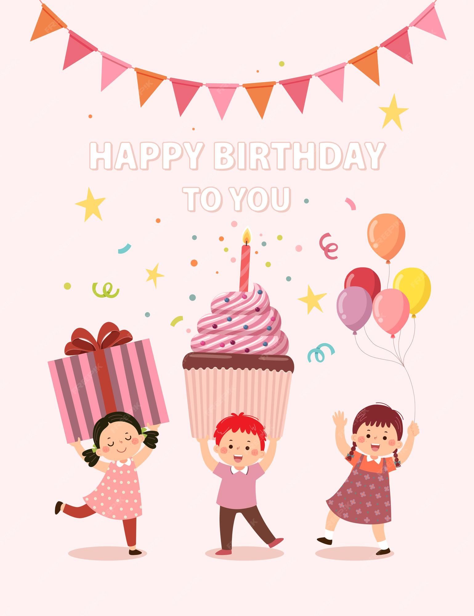 1539x2000 Happy birthday card with happy kids