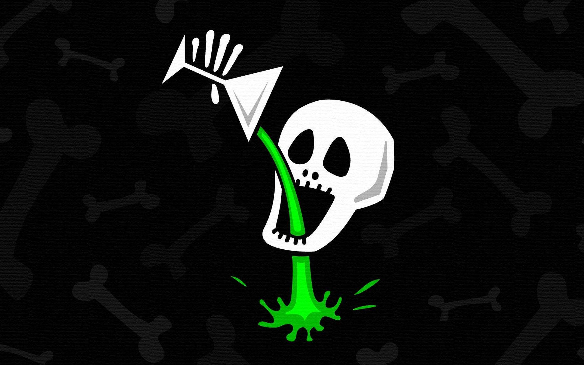 1920x1200 Funky Funny Drinking Skull Wallpaper