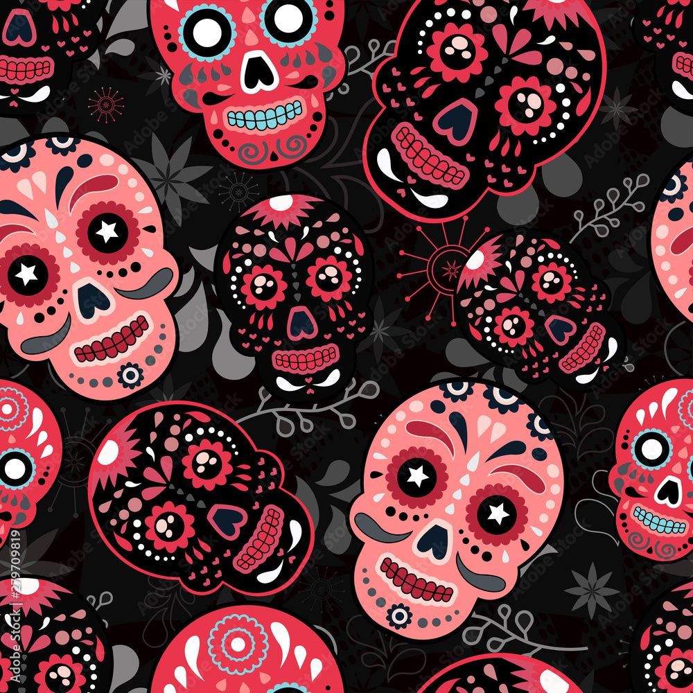 1000x1000 Abstract seamless skull pattern