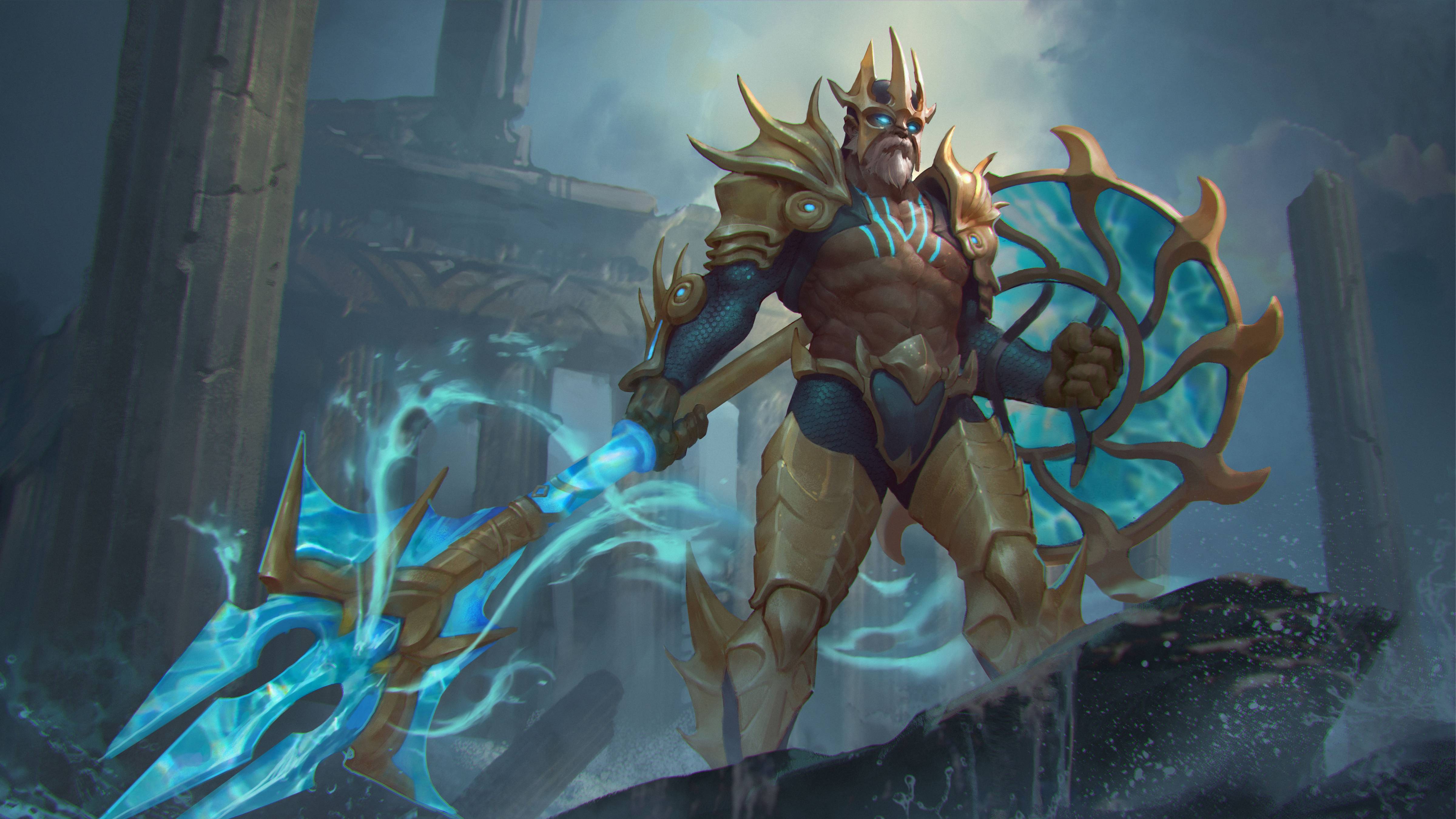 4800x2700 Poseidon Lance Wallpaper (Vainglory)