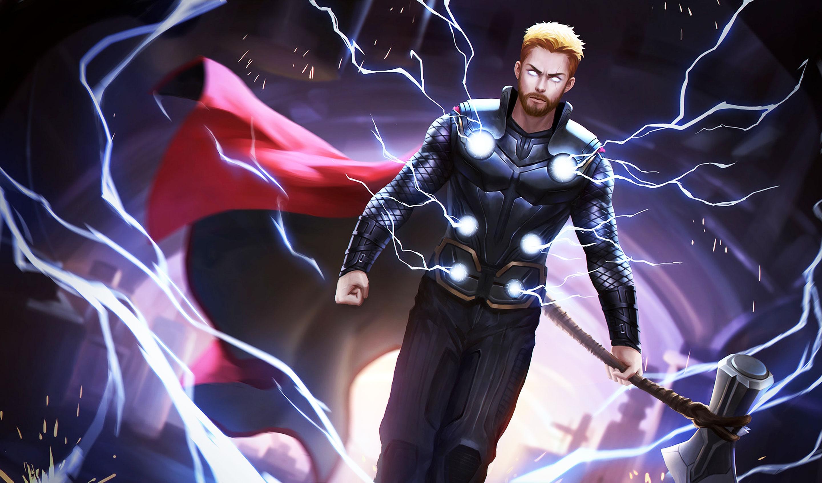 2880x1694 Art Thor With New Hammer In Avengers Infinity War HD Wallpaper